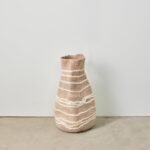 Tribal Lines Dusty Rose Pink Wool Gourd Basket
