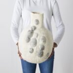 Pebble Hand-Felted Wool Gourd Basket - Image 3