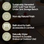 Bali Natural Teak Shower and Bath Spa Bench with Shelf - 35" - Image 5