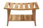 Taipei Natural Teak Shower and Bath Curved Spa Bench with Shelf - Image 3