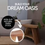 Siena Natural Teak Shower and Bath Stool with Curved Seat and Shelf - Image 4