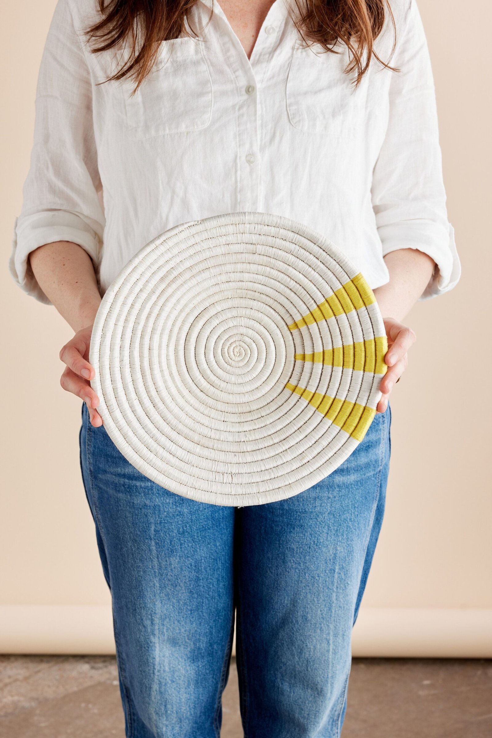 Moja_Yellow_Wall_Basket_small_WomenCraft_kanju.jpg Moja Yellow Wall Basket - Image 1