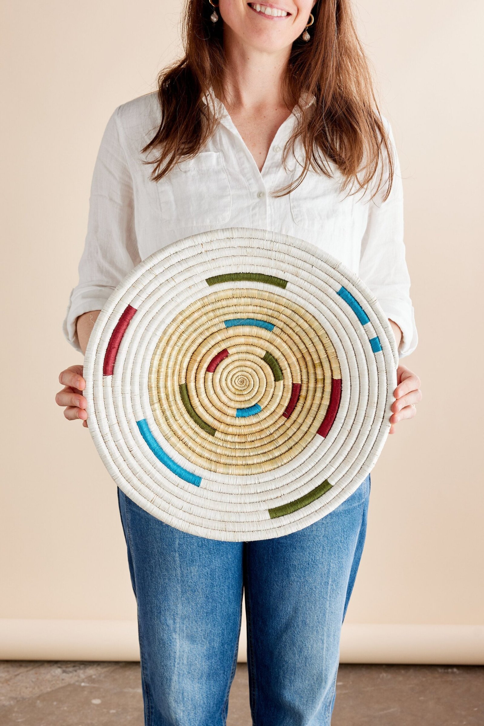 Mosaic_Morse_Wall_Basket_medium_WomenCraft_kanju.jpg Mosaic Morse Wall Basket - Image 1