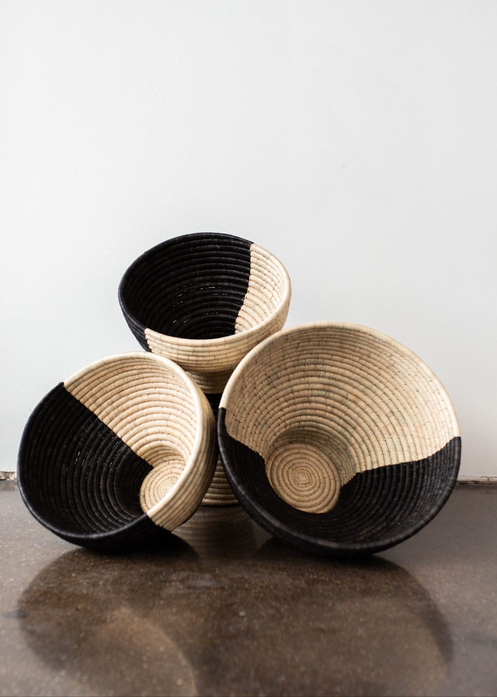 PedestalBaskets2-DesignAfrika-kanju-ChloeScottNix.jpg Pedestal Black and Natural Basket Bowl - Image 1